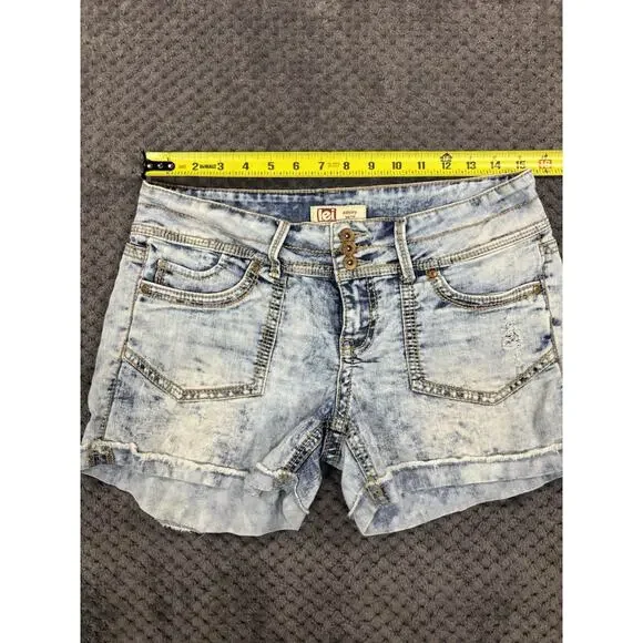 LEI Acid Washed Denim Jean Shorts Cutoffs Low Rise Women's Size 9 - Picture 7 of 8